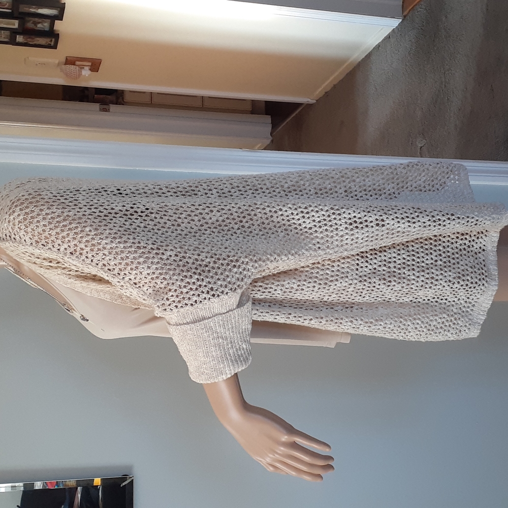 Love by Design open weave top size large cream colored metallic sweater.